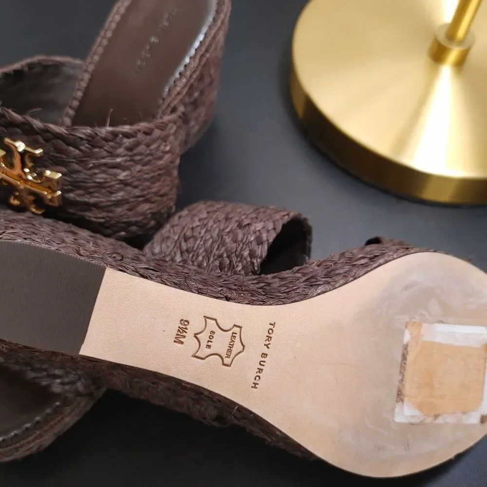 Tory Burch Dark Brown Woven Sandals